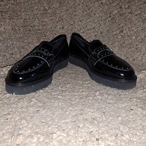 NERO GIARDINI-Black Patent Leather Studded Loafers-ITALY-Size 35-NEW/NO BOX
